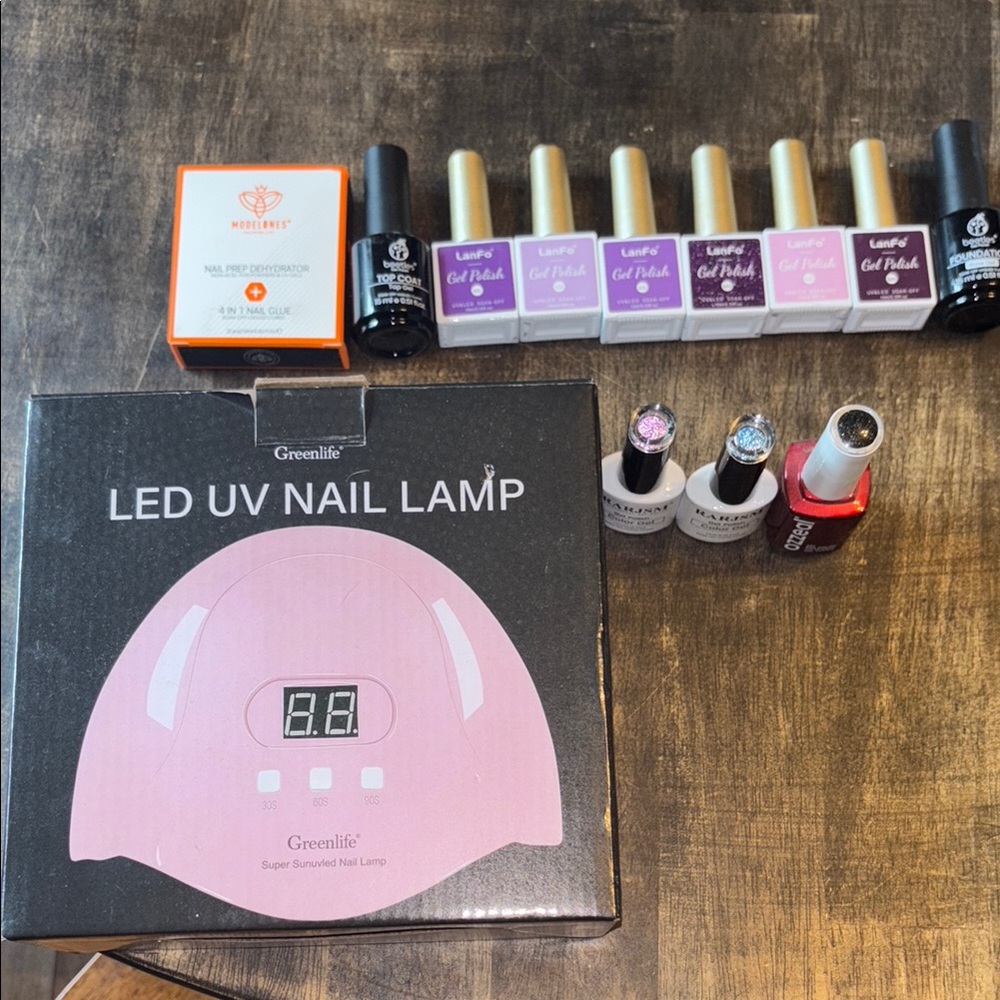 Pink LED UV Nail Lamp Set